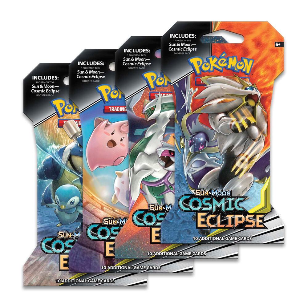 Pokemon TCG Cosmic Eclipse Cosmic Eclipse Sleeved Booster Pack Art Bundle Set of 4 sealed box