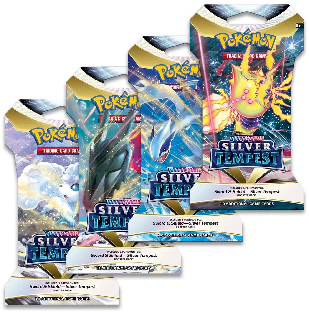 Pokemon TCG Silver Tempest Silver Tempest Sleeved Booster Pack Art Bundle Set of 4 sealed box