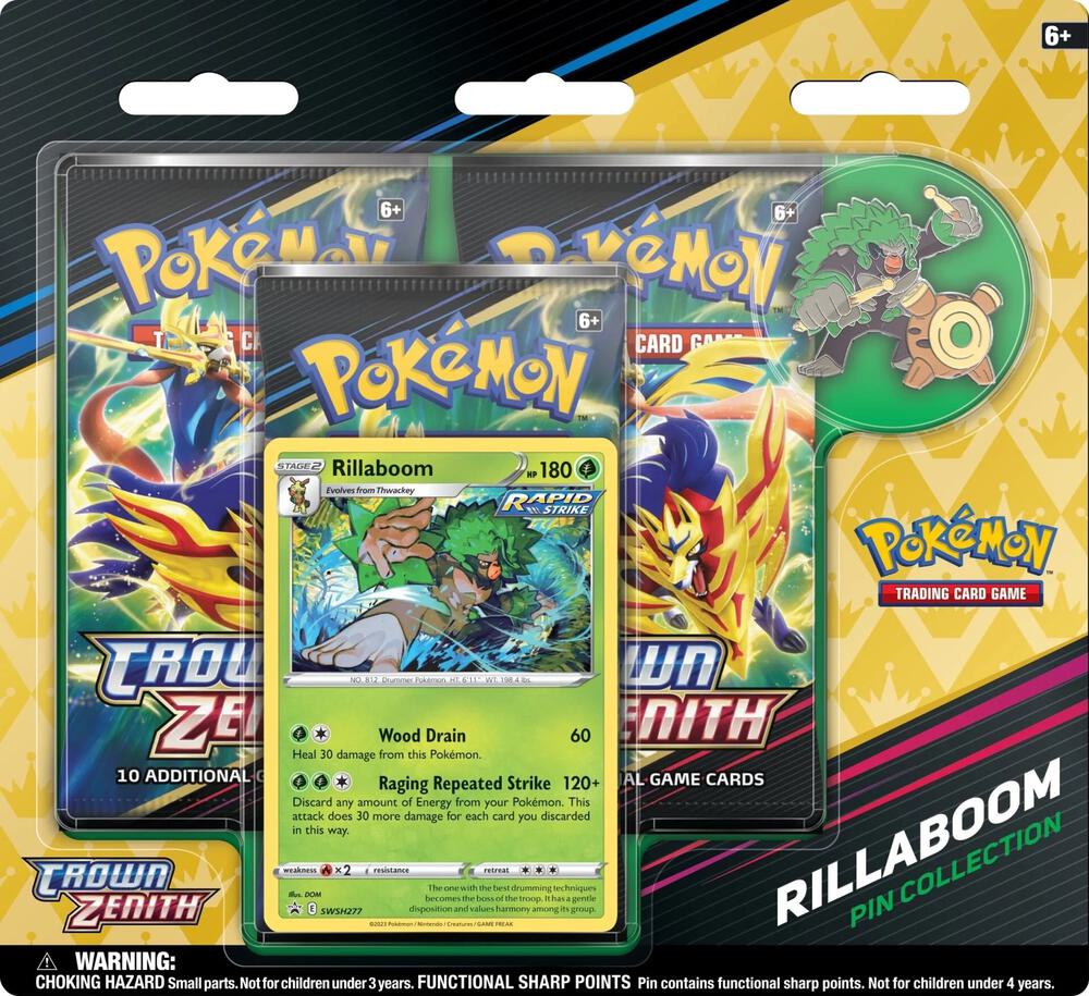 Pokemon TCG Crown Zenith Crown Zenith Pin Collection Rillaboom sealed box