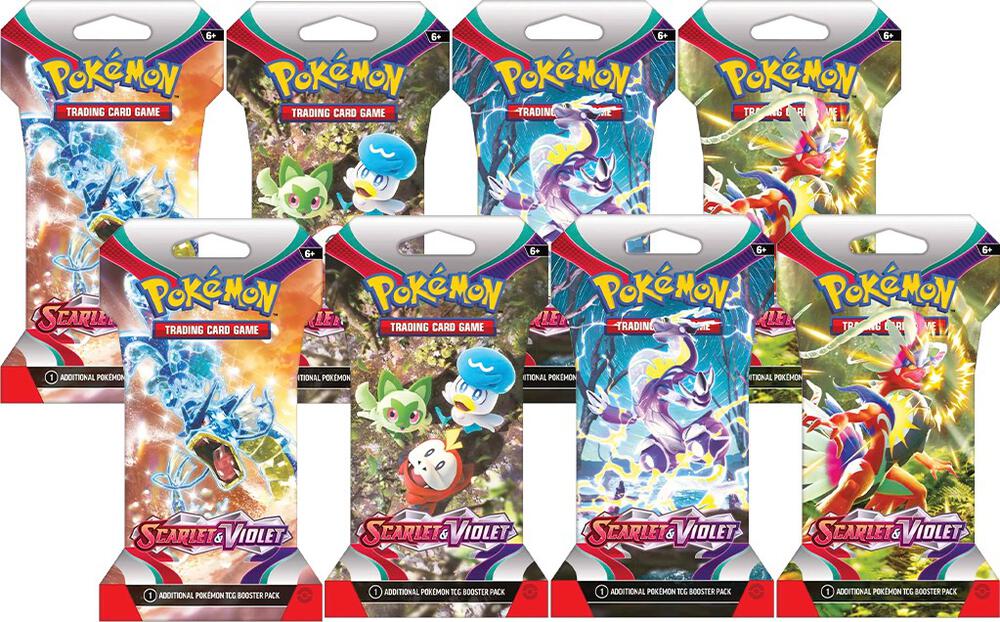 Pokemon TCG Scarlet and Violet Scarlet and Violet Sleeved Booster Pack Bundle Set of 8 sealed box
