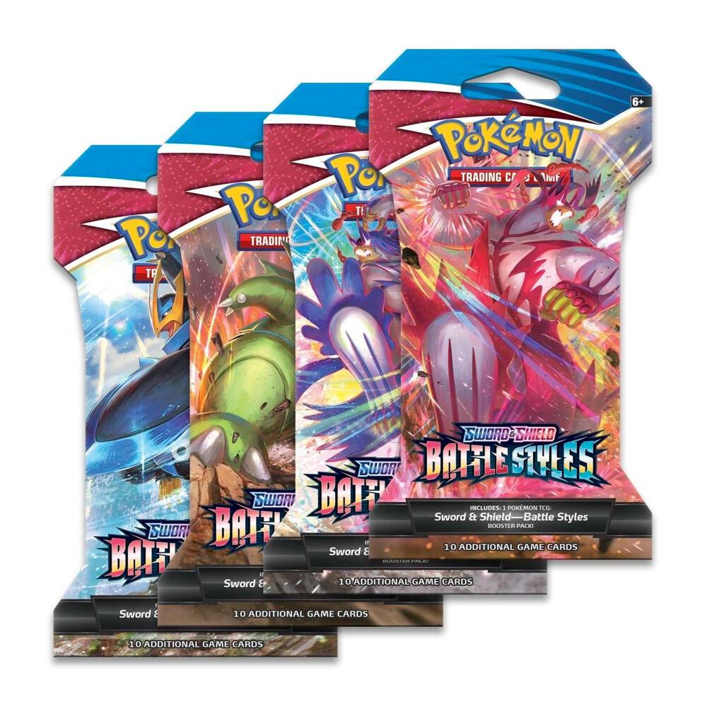 Pokemon TCG Battle Styles Battle Styles Sleeved Booster Pack Art Bundle Set of 4 sealed box