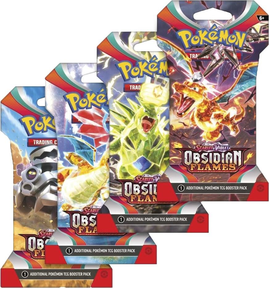 Pokemon TCG Obsidian Flames Obsidian Flames Sleeved Booster Pack Art Bundle Set of 4 sealed box