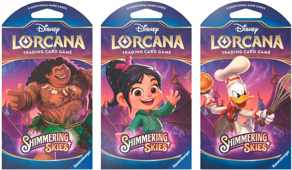 Disney Lorcana Shimmering Skies Shimmering Skies Sleeved Booster Pack Art Bundle Set of 3 sealed box