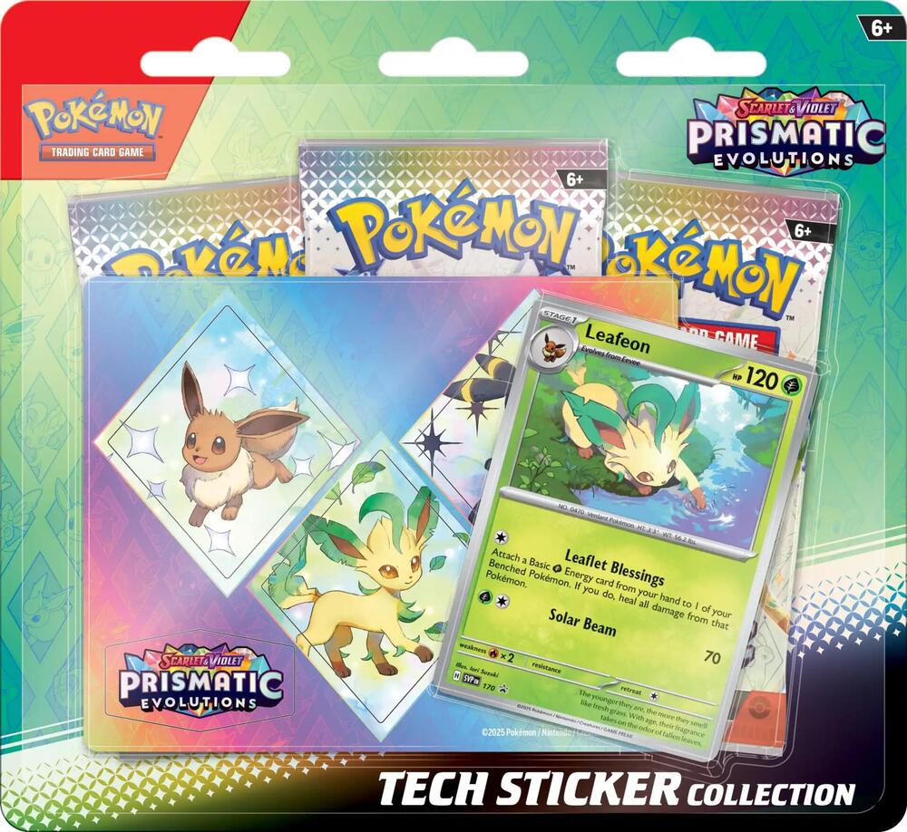 Pokemon TCG Prismatic Evolutions Prismatic Evolutions Tech Sticker Collection Leafeon sealed box
