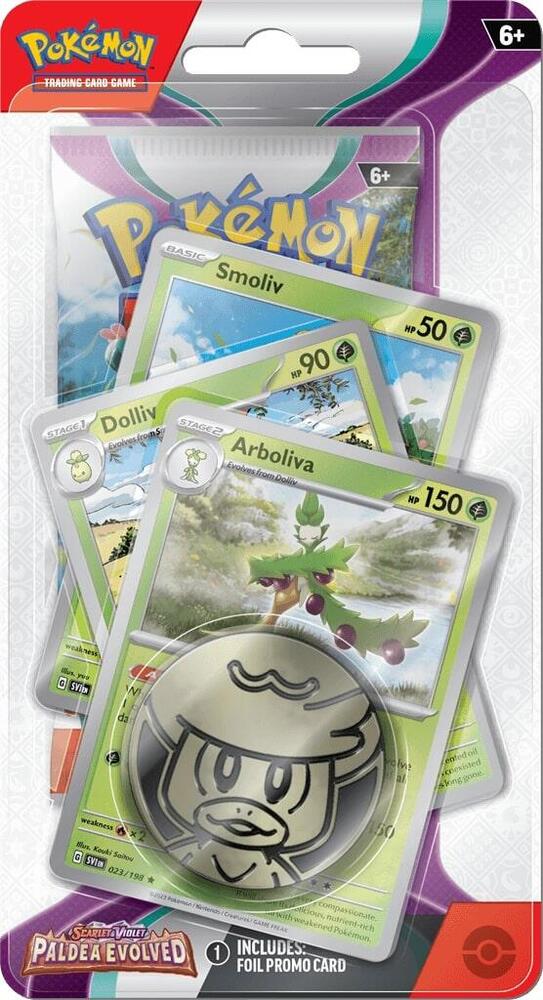Pokemon TCG Paldea Evolved Paldea Evolved Premium Checklane Blister Arboliva booster pack