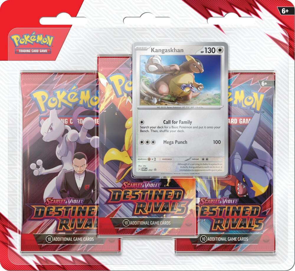 Pokemon TCG Destined Rivals Destined Rivals 3 Pack Blister Kangaskhan booster pack