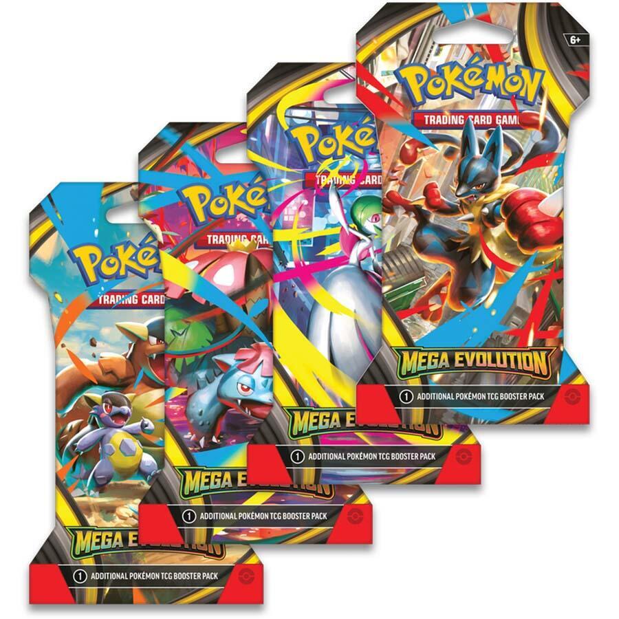Pokemon TCG Mega Evolution Mega Evolution Sleeved Booster Pack Art Bundle Set of 4 sealed box